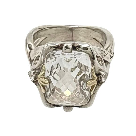 Estate Ring in Sterling Silver & 18K Gold • Sculptural Art Nouveau Design - Picture 4 of 6